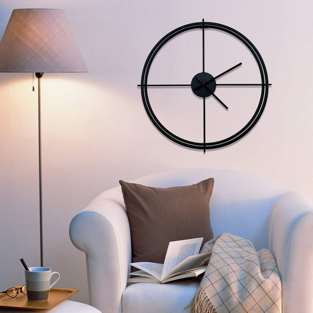 50cm Black Iron Wall Clock Simple Home Decoration Modern Contemporary Round Roman Numeral Display - Diamond Home USA