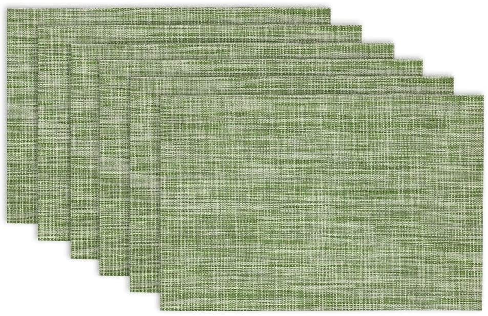 Fig Green Tweed PVC Kitchen Placemat Set (Set 6) Casual