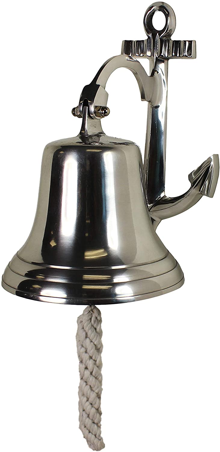 Nautical Solid Ship Bell Anchor Silver Beach Chrome Finish