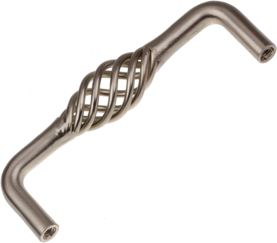 3 3/4 inch Screw Center Twisted Birdcage Cabinet Hardware Pull Satin Nickel (Pack 10) Silver Metal Finish - Diamond Home USA