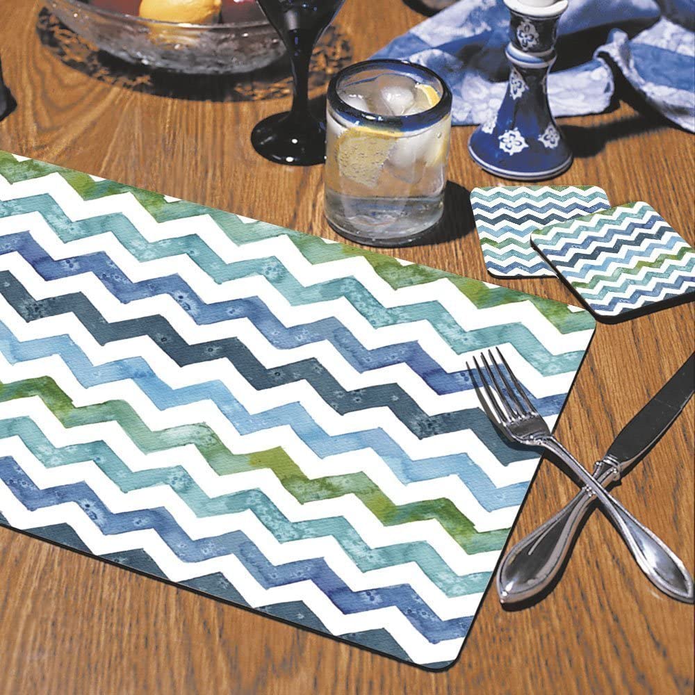 Chevron Hardboard Placemat Set 2 Color Casual Country Rectangle - Diamond Home USA