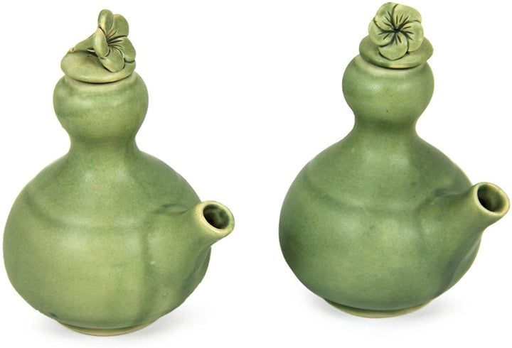 Handmade Happy Frangipani Ceramic Oil Vinegar Set (Pair)