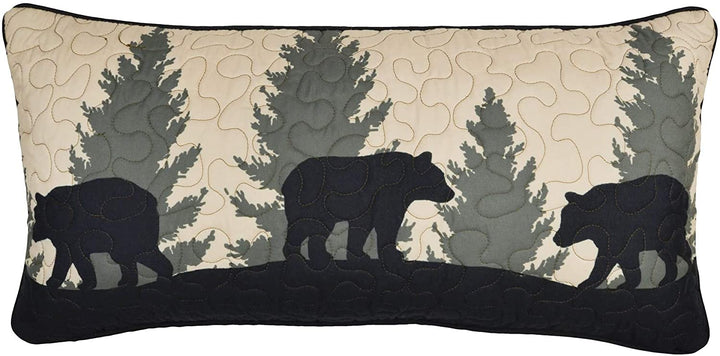 Bear Walk Plaid UCC Rectangle Decorative Pillow Black Animal