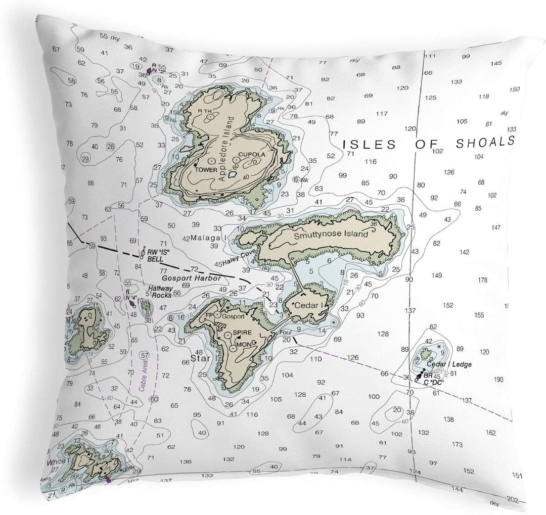Nh Nautical Map Noncorded Indoor/Outdoor Pillow 18x18