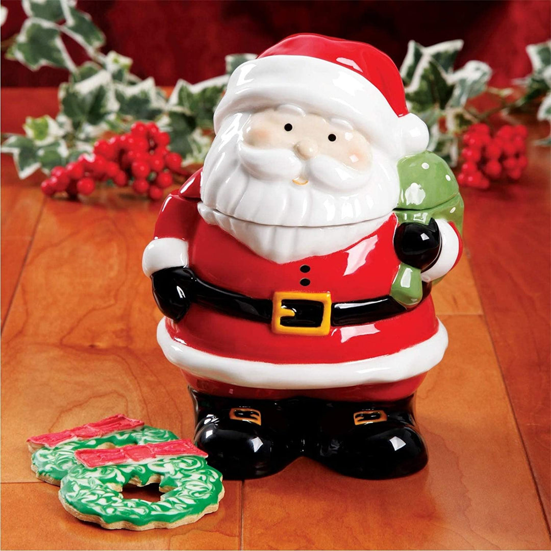 7 5 Inch Santa Holiday Cookie Jar Color Coastal Stoneware - Diamond Home USA