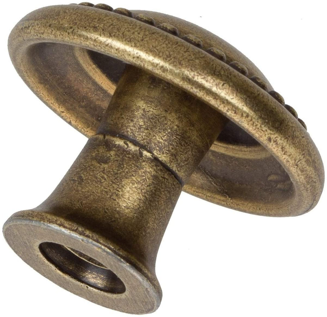 5 Pack 1 1/4 Antique Round Beaded Cabinet Knobs Traditional Zinc Brass Finish - Diamond Home USA