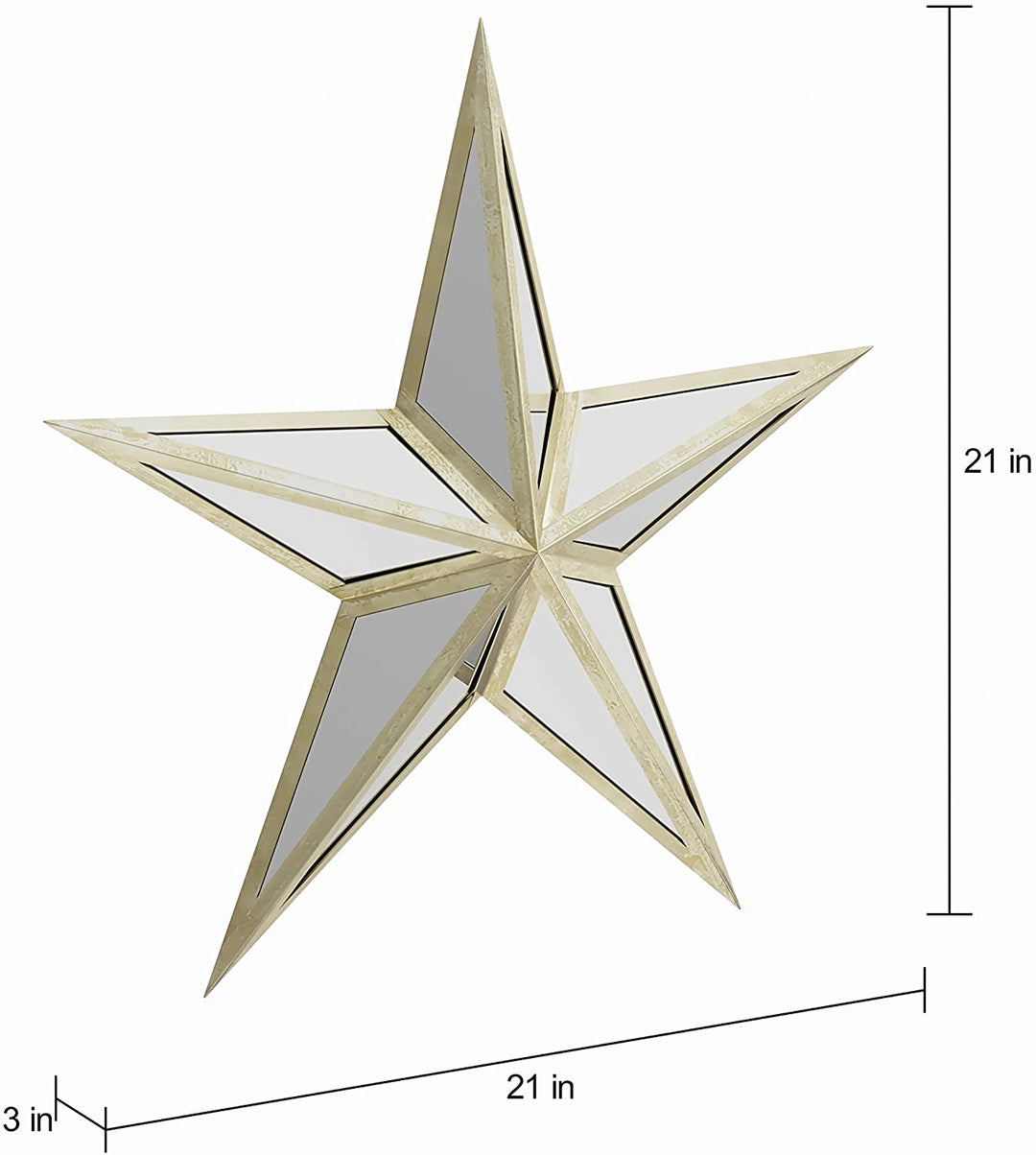 Metal Mirror Wall Star 15 inch 21 inch (Set 2) Black Glam Acacia