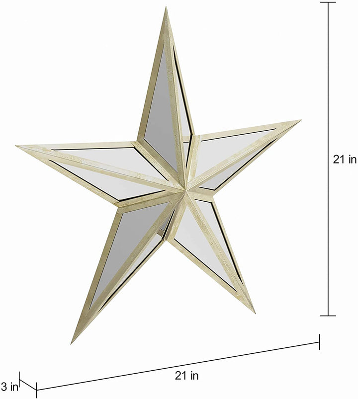 Metal Mirror Wall Star 15 inch 21 inch (Set 2) Black Glam Acacia