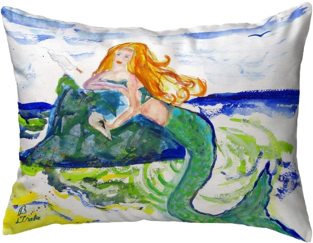 Mermaid Rock No Cord Pillow 16x20 Color Graphic Nautical