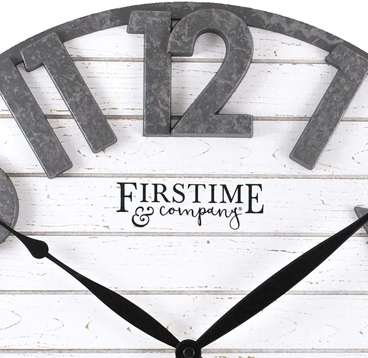 MISC Shiplap Wall Clock American Crafted Distress White Gray Plastic Wood 18 X 2 5 Farmhouse