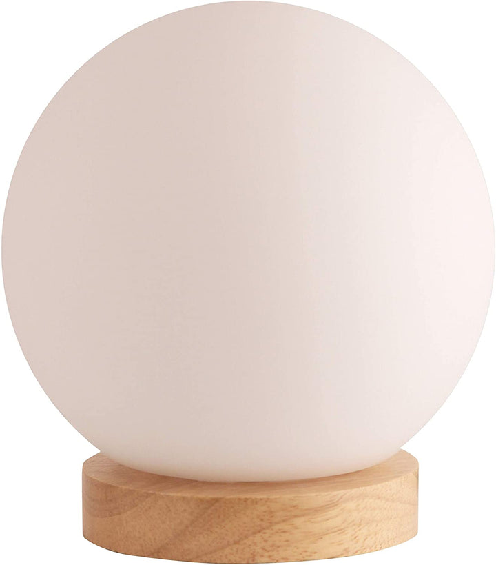 Light Accents Table Lamp Natural Wooden Base Round Glass