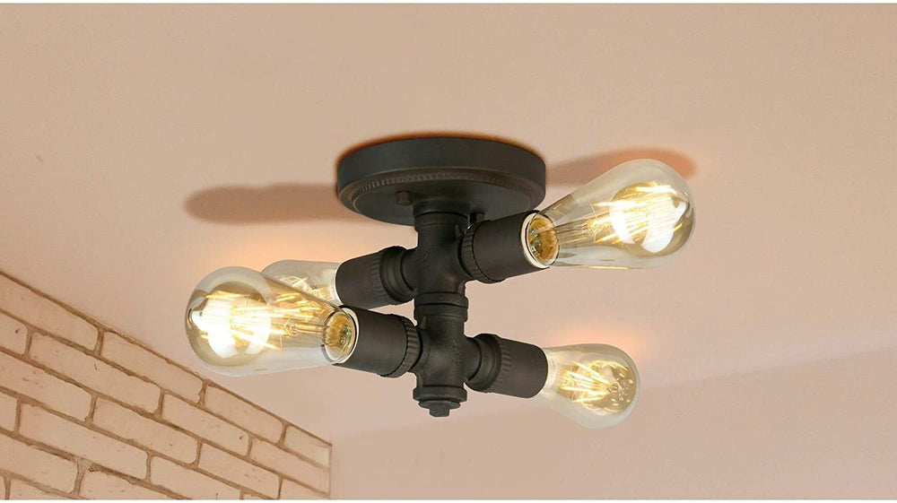 4 Light Ceiling Light Bronze Finish Brown Transitional Steel