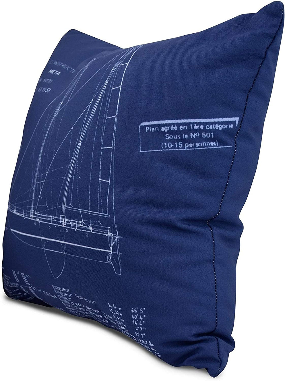 MISC 16 X Inch Sail Plan Geometric Outdoor Pillow Blue Nautical Coastal Fabric