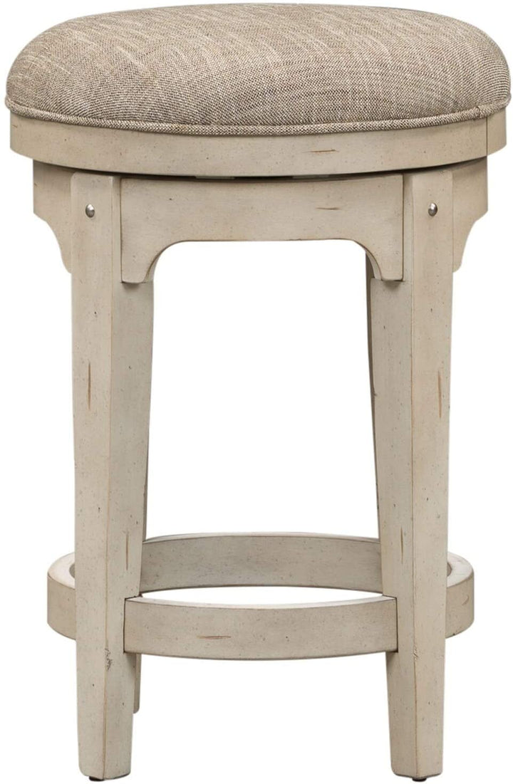 Antique White Console Swivel Stool Beige Off/White Traditional Transitional Round Pine Veneer Wood Finish Seating Solid - Diamond Home USA