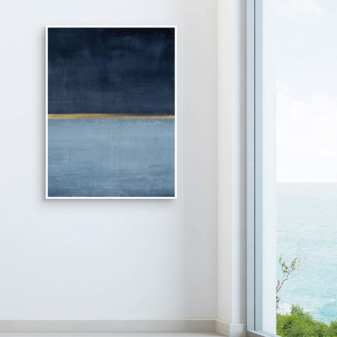 Two Blues Framed Canvas Art Color Modern Contemporary Wood - Diamond Home USA