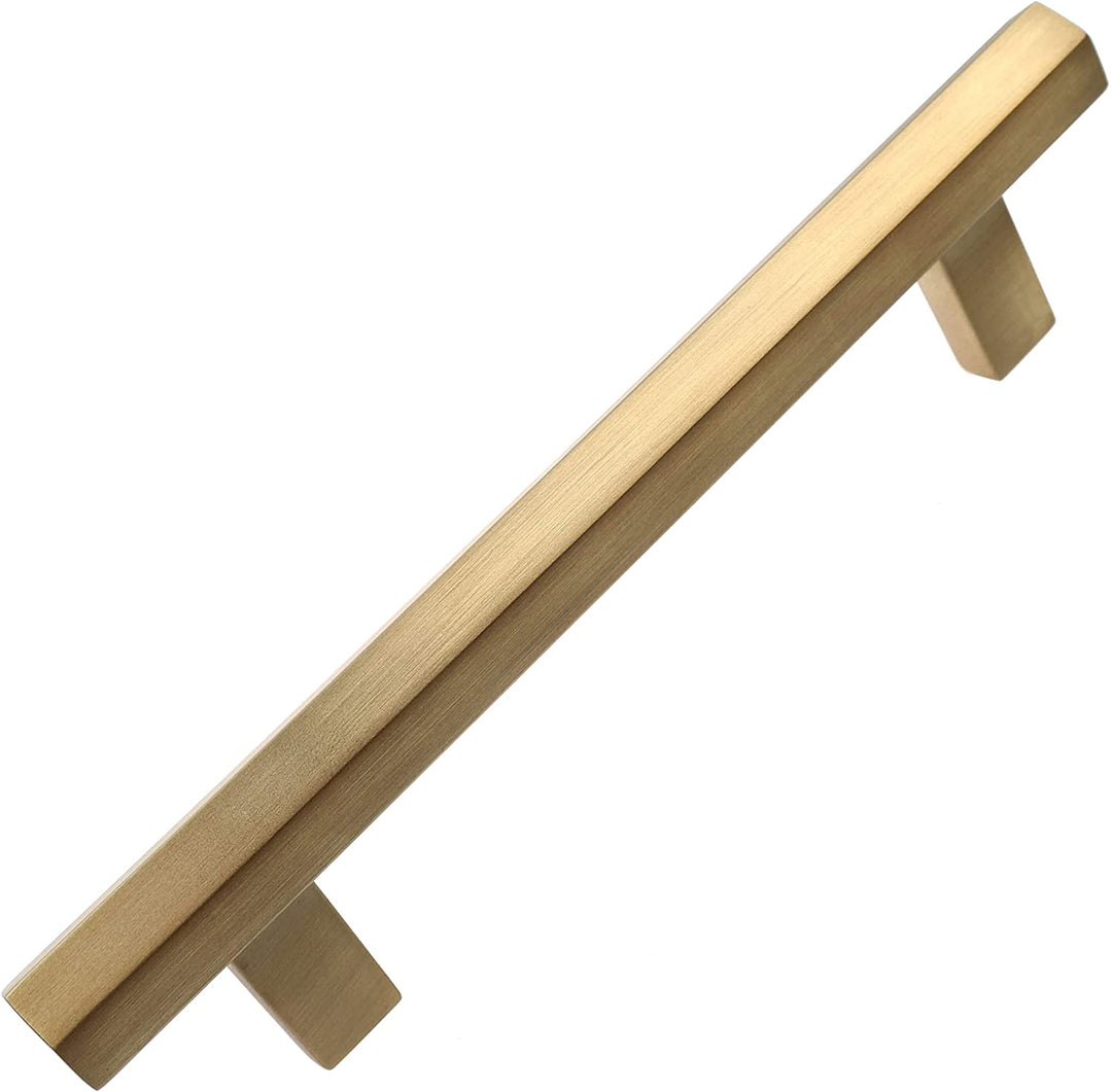 5 inch Center Satin Gold Solid Hexagon Bar Pulls (5 Pack)
