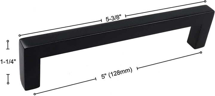 25 Pack 5 inch Center Solid Square Bar Pull Black Modern Contemporary Metal Matte - Diamond Home USA