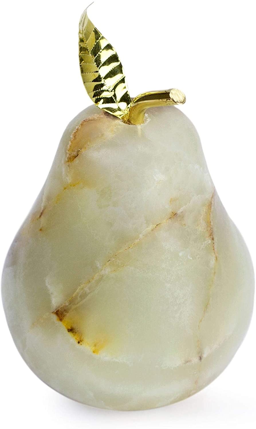 Handmade Onyx Figurine 'Tempting Pear' (Mexico) Green Stone - Diamond Home USA