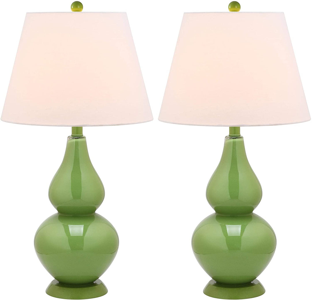 27 inch Double Green Table Lamp (Set 2) Modern Contemporary Transitional Bulbs Included - Diamond Home USA
