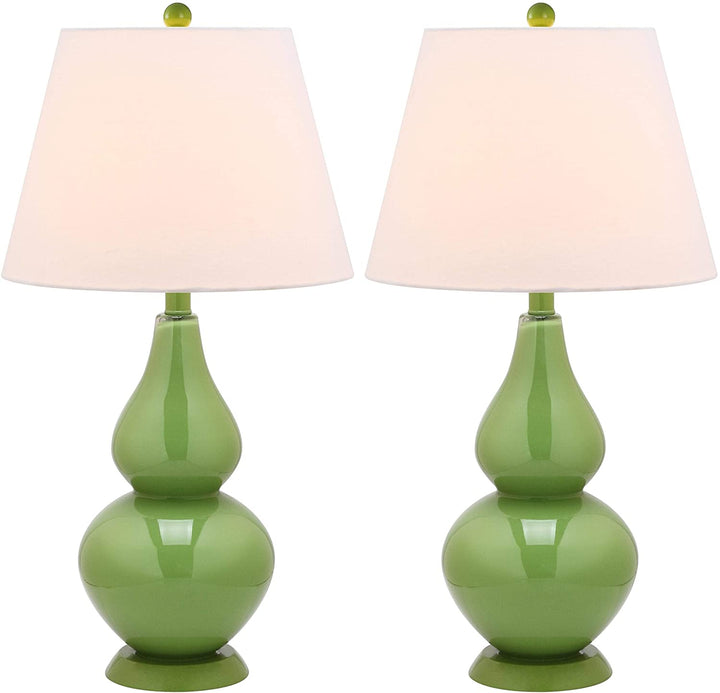 27 inch Double Green Table Lamp (Set 2) Modern Contemporary Transitional Bulbs Included - Diamond Home USA