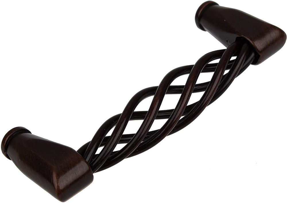 3 3/4 inch Screw Center Twisted Birdcage Cabinet Hardware Pull Rustic Bronze (Pack 10) Brown Metal Finish