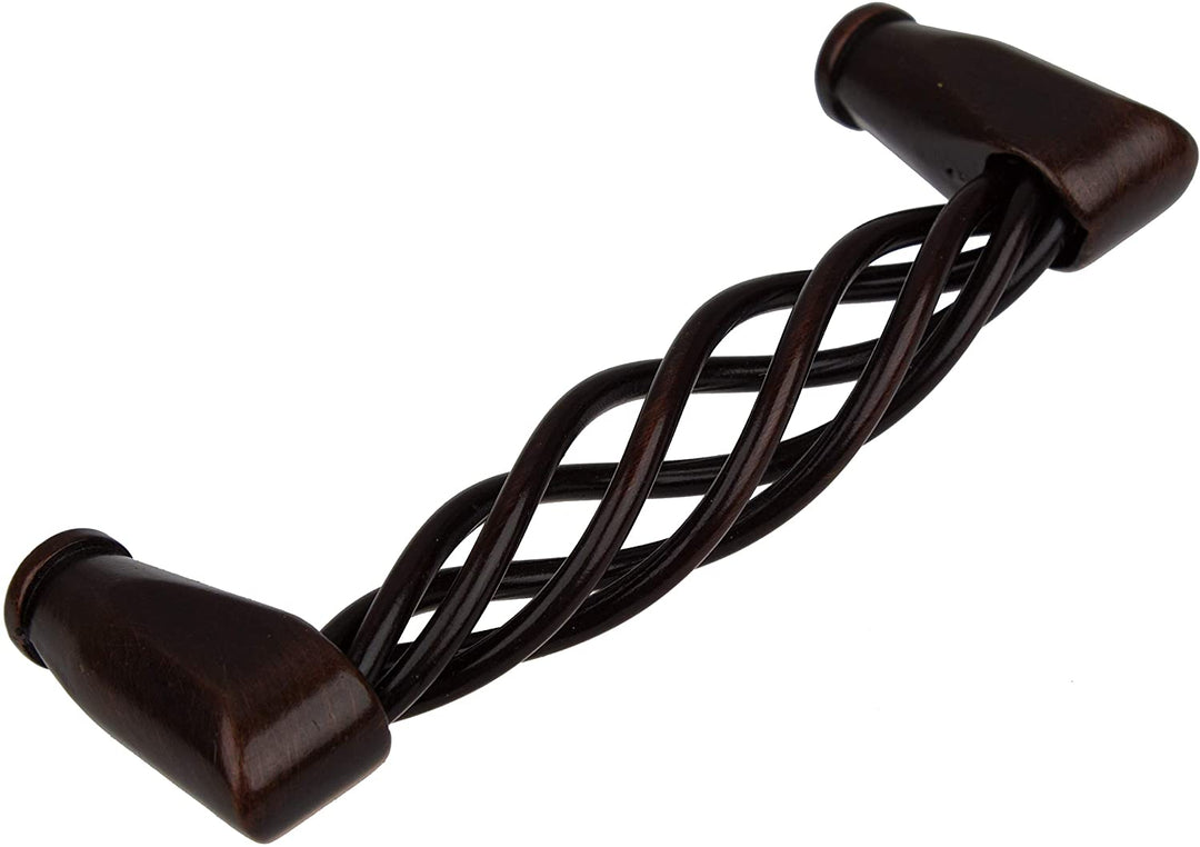 3 3/4 inch Screw Center Twisted Birdcage Cabinet Hardware Pull Rustic Bronze (Pack 10) Brown Metal Finish