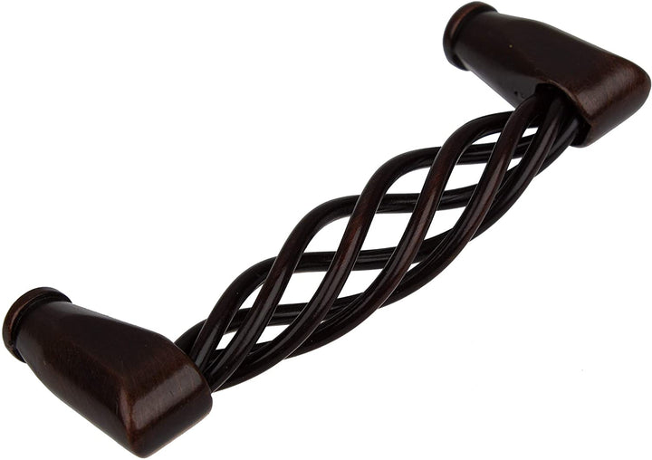 3 3/4 inch Screw Center Twisted Birdcage Cabinet Hardware Pull Rustic Bronze (Pack 10) Brown Metal Finish