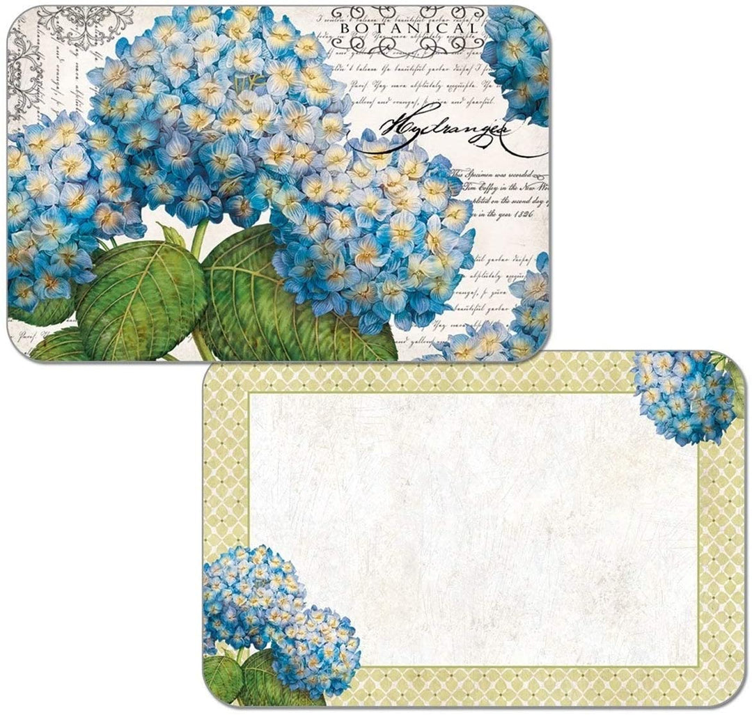 Wipe Clean Plastic Placemats Set 4 Botanical Hydrangea Color