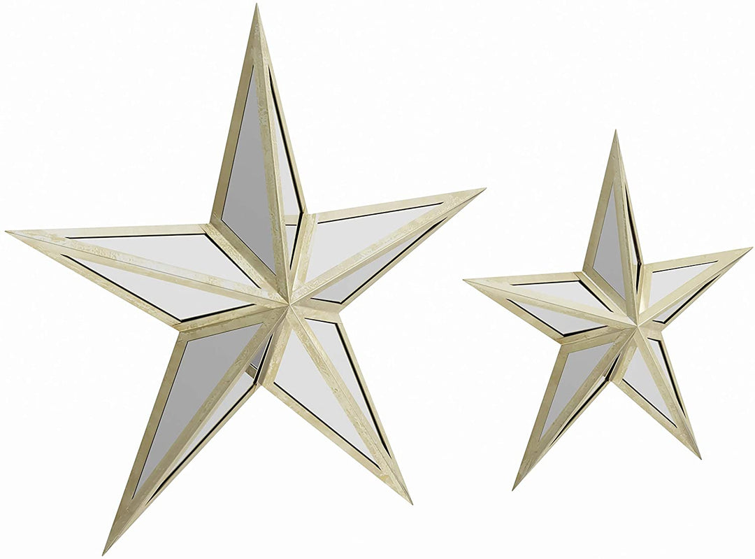 Metal Mirror Wall Star 15 inch 21 inch (Set 2) Black Glam Acacia