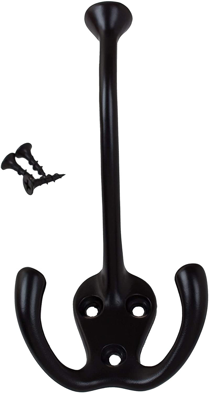 5 Pack 4 1/2 Matte Black Coat Tri Hooks Zinc
