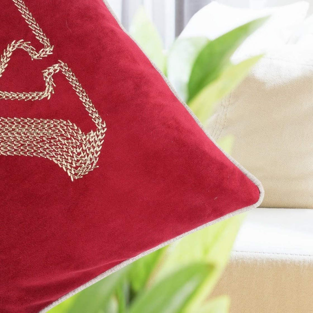 Cozy Christmas Joy Throw Pillow Cover Insert 14"x 27" Red Quotes Sayings Velvet Removable - Diamond Home USA