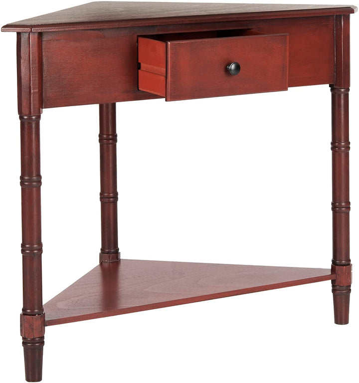 Table 33 9" X 17 3" 28" Red Transitional Triangle Pine Wood Drawers Storage - Diamond Home USA