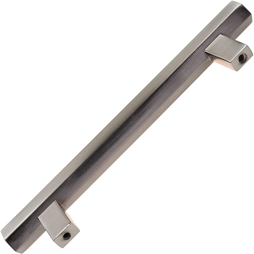 5 inch Center Satin Nickel Solid Hexagon Bar Pulls (10 Pack) Modern Contemporary Zinc Finish