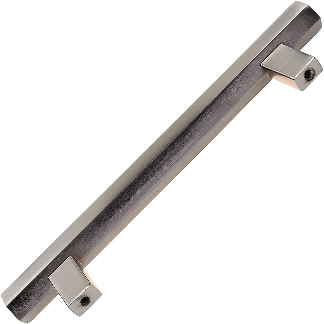 5 inch Center Satin Nickel Solid Hexagon Bar Pulls (10 Pack) Modern Contemporary Zinc Finish
