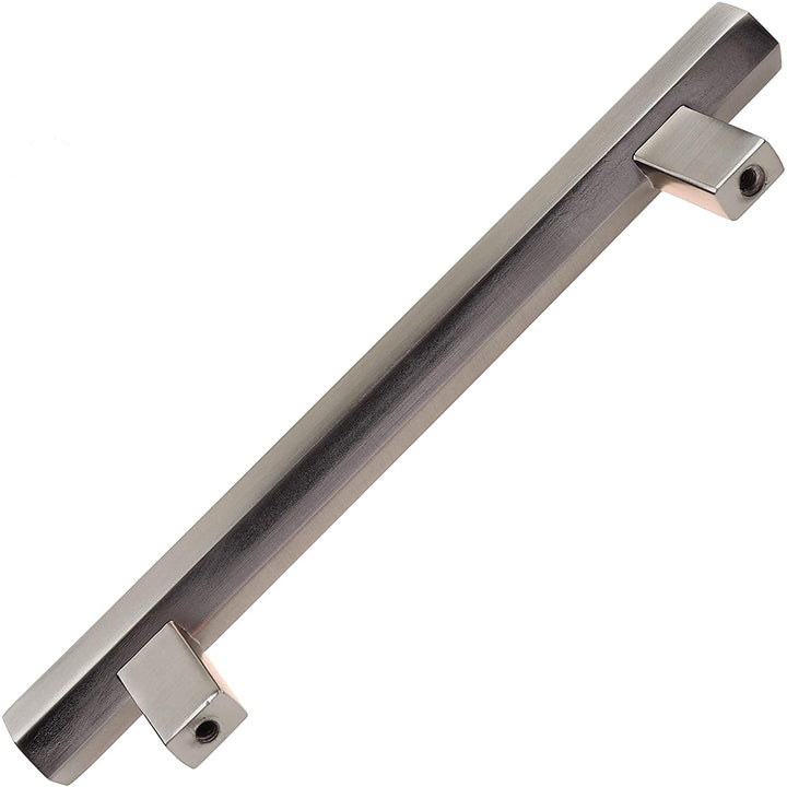 5 inch Center Satin Nickel Solid Hexagon Bar Pulls (10 Pack) Modern Contemporary Zinc Finish