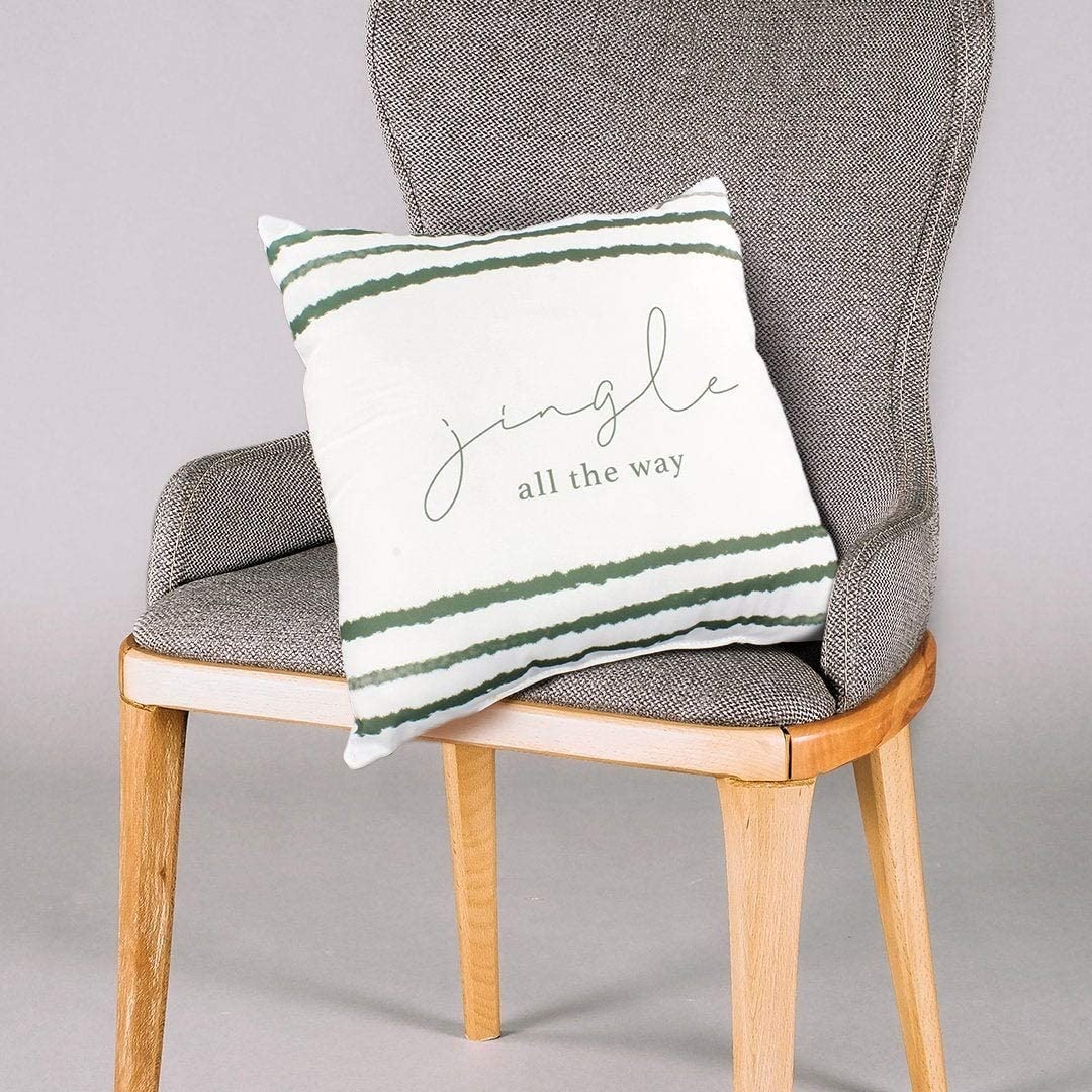 Jingle All Way Pillow Green Quotes Sayings Modern Contemporary Polyester Single - Diamond Home USA