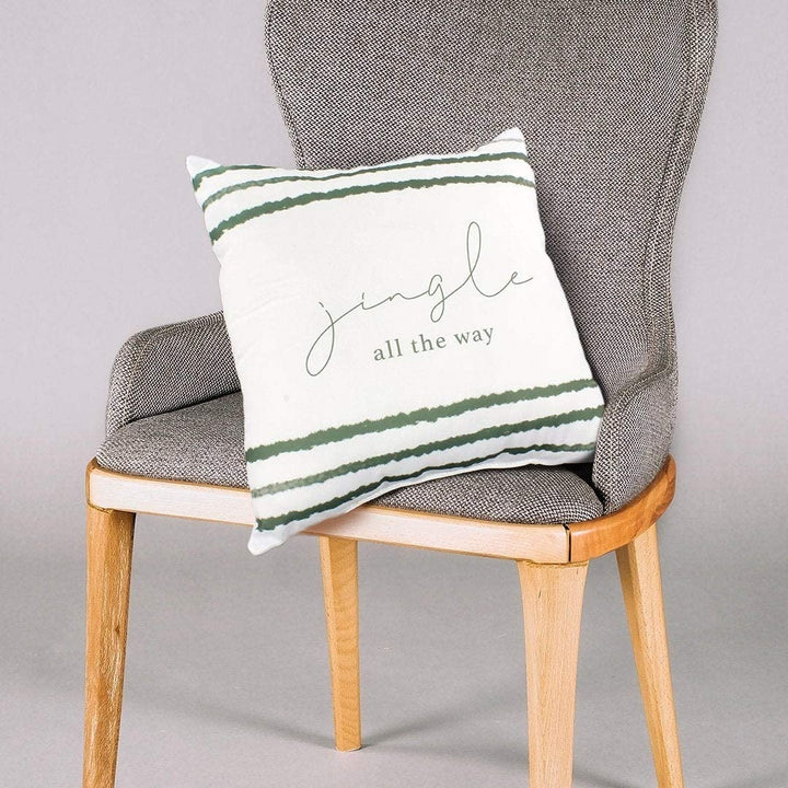 Jingle All Way Pillow Green Quotes Sayings Modern Contemporary Polyester Single - Diamond Home USA