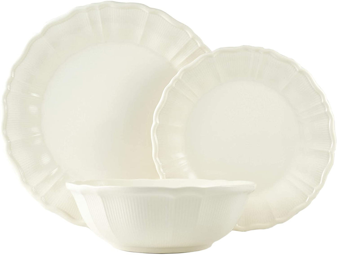 Antique White 12pc Dinner Set Off White Solid Casual