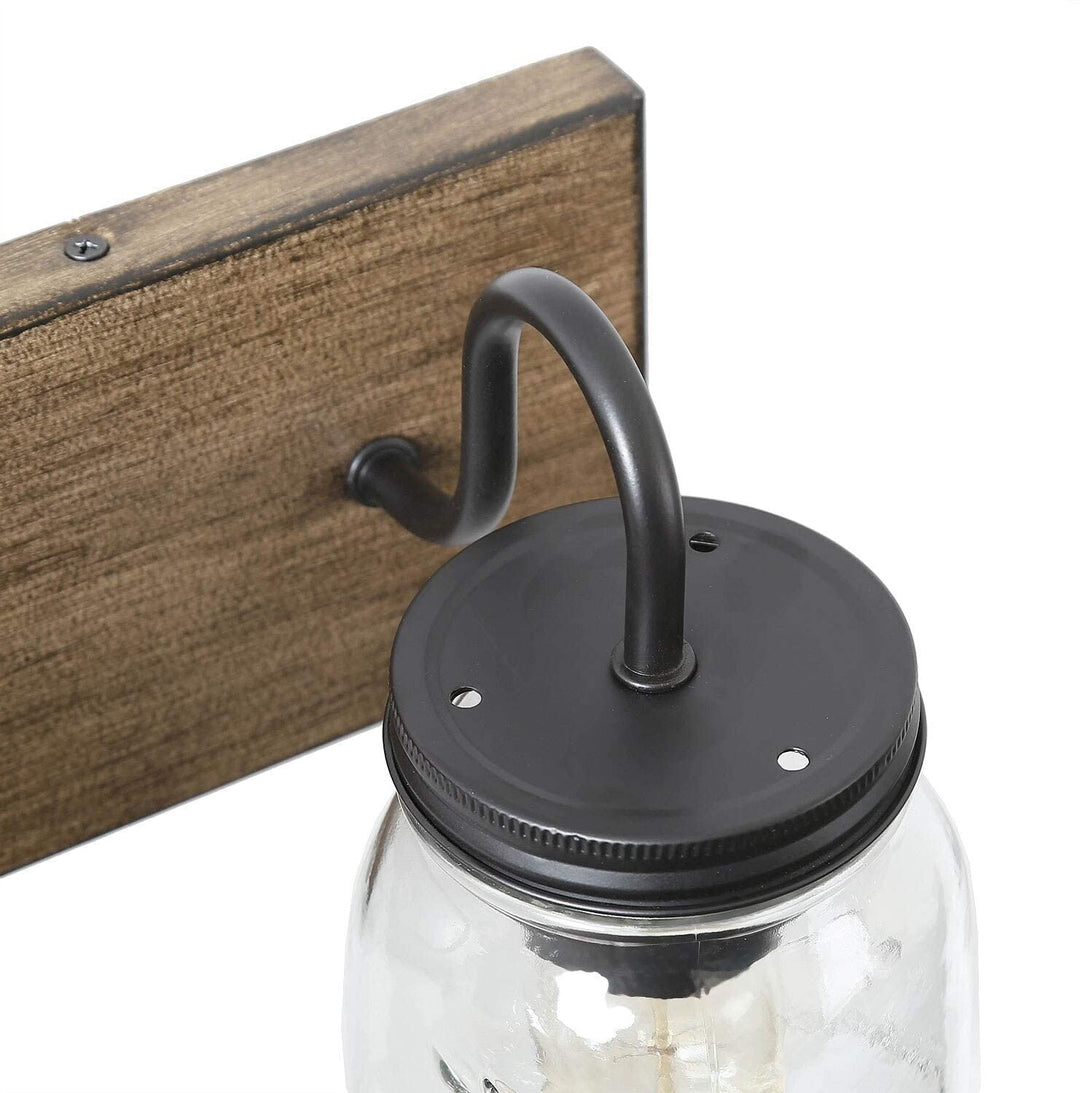 Modern Mason Jar Glass Wall Sconces 18 1" l X 7 9" Wx 9 4" h Metallic Mid Century Metal Black Dimmable - Diamond Home USA