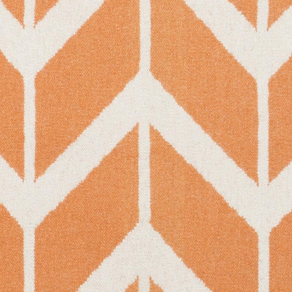 Hand Woven Papaya Wool Area Rug 8' X 11' Orange Geometric Modern Contemporary Rectangle Latex Free Handmade
