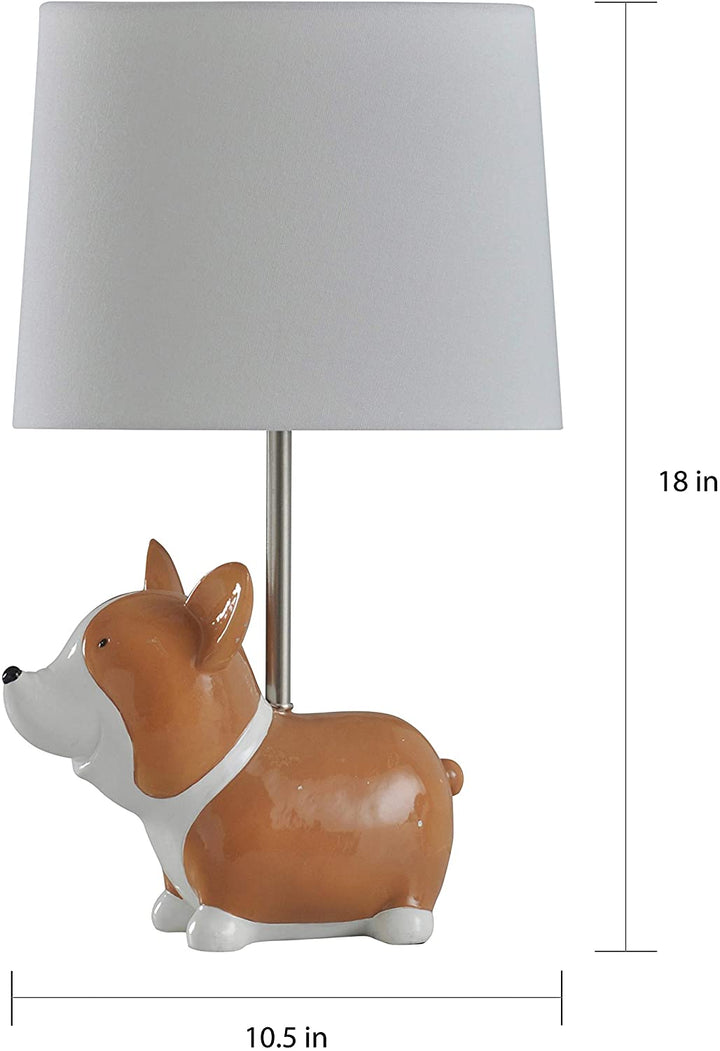 Brown/White Corgi Accent Lamp