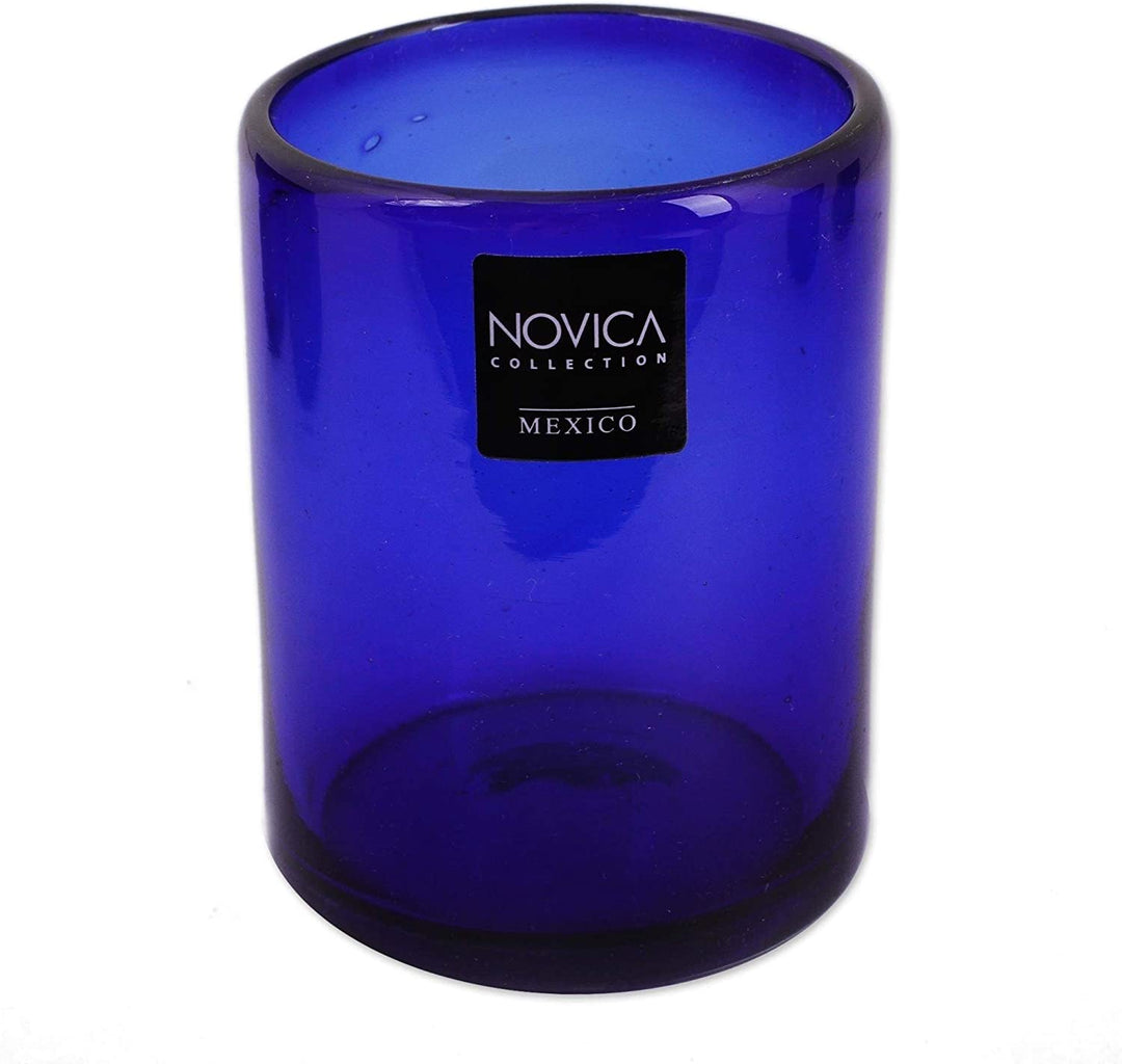 Handmade Blue Drinking Glasses Set 6 (Mexico) Glass