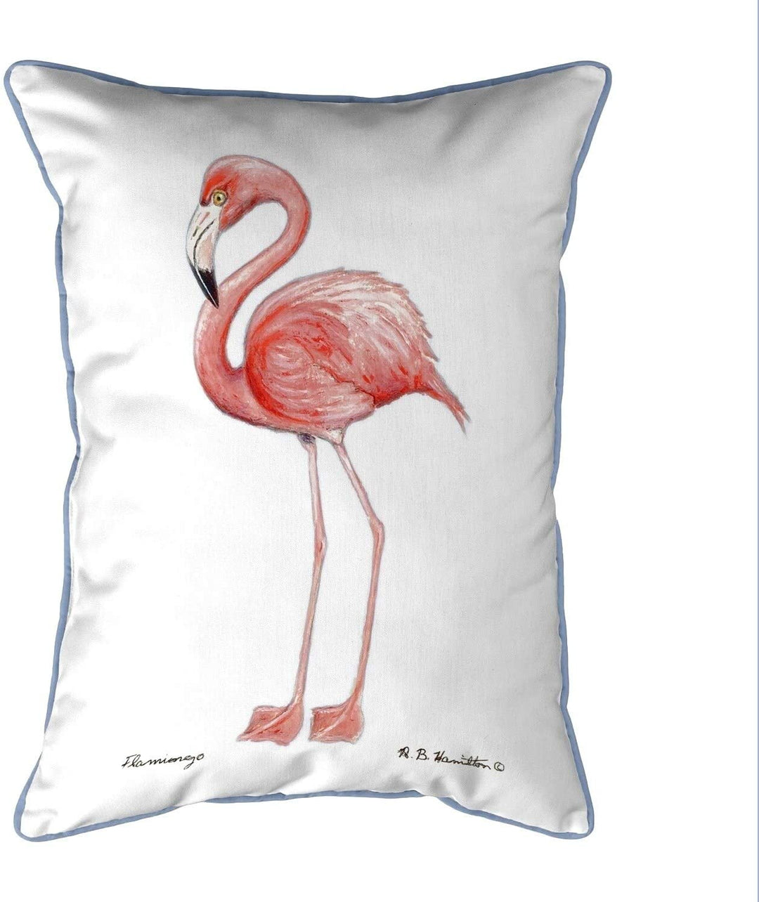 Flamingo White Background Large Corded Pillow 16x20 Color