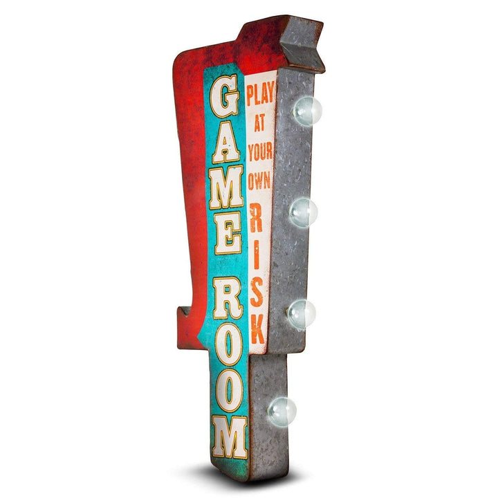 25 5" X 8 75" Blue White Vintage Game Room Themed Light Up