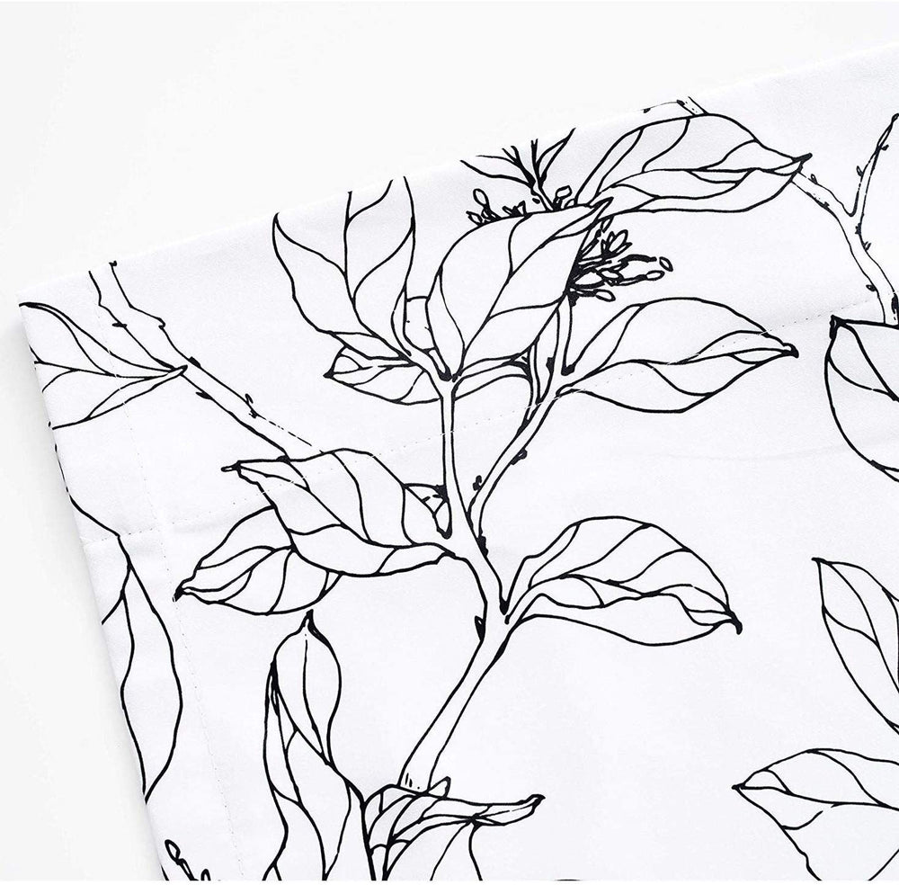 Sketch Tie Up Blackout Window Curtain 45 X 63 Black White Floral Mid Century Modern 100% Polyester Lined
