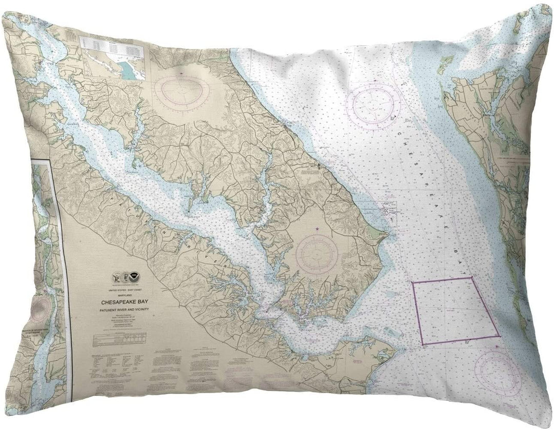 Md Nautical Map Noncorded Pillow 11x14 Color Graphic Coastal