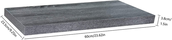 Modern Contemporary Black Oak Floating Shelf 23 629 251 5 Inches Mid Century MDF Reclaimed Wood Natural Finish - Diamond Home USA