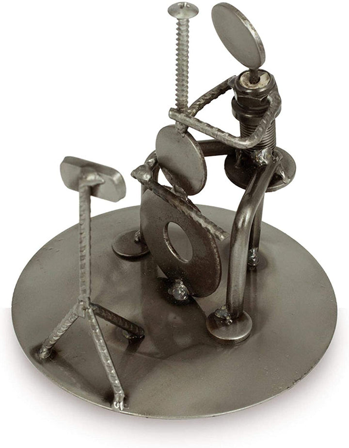 Handmade Auto Part 'Rustic Cellist' Metal Sculpture (Mexico) Grey Iron - Diamond Home USA
