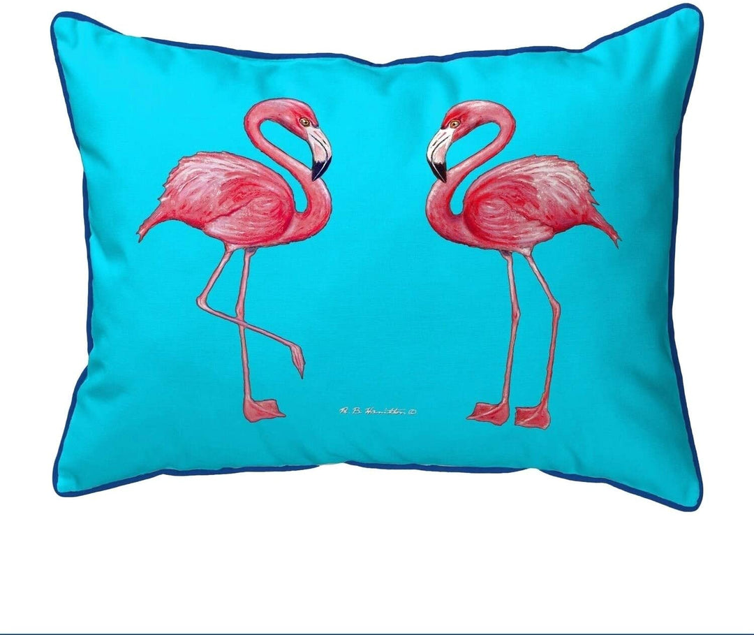 Flamingos Teal Large Corded Pillow 16x20 Color Graphic