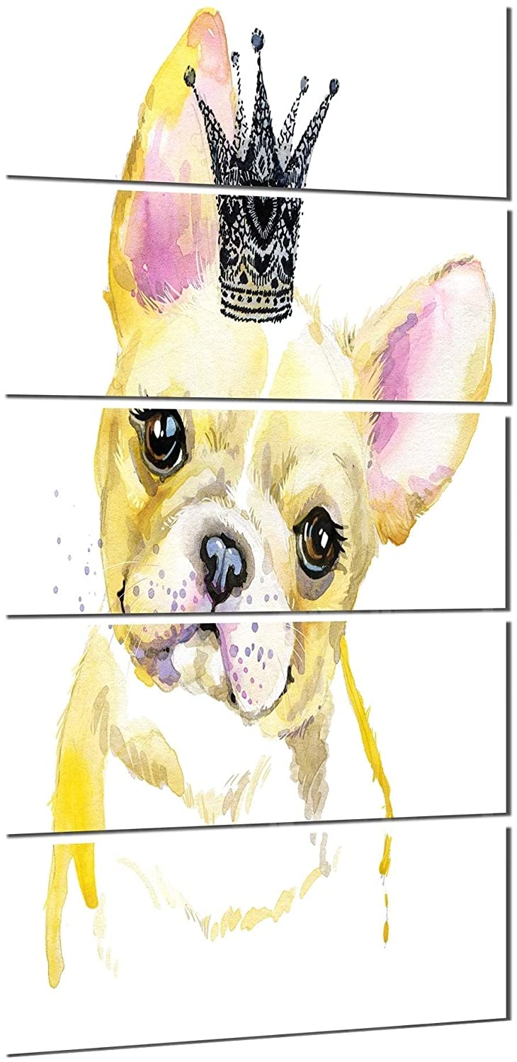 French Bulldog Black Crown' Contemporary Animal Glossy Metal Wall Art Modern - Diamond Home USA